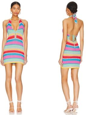 More to Come Kalisse Halter Mini Dress in Multicolor